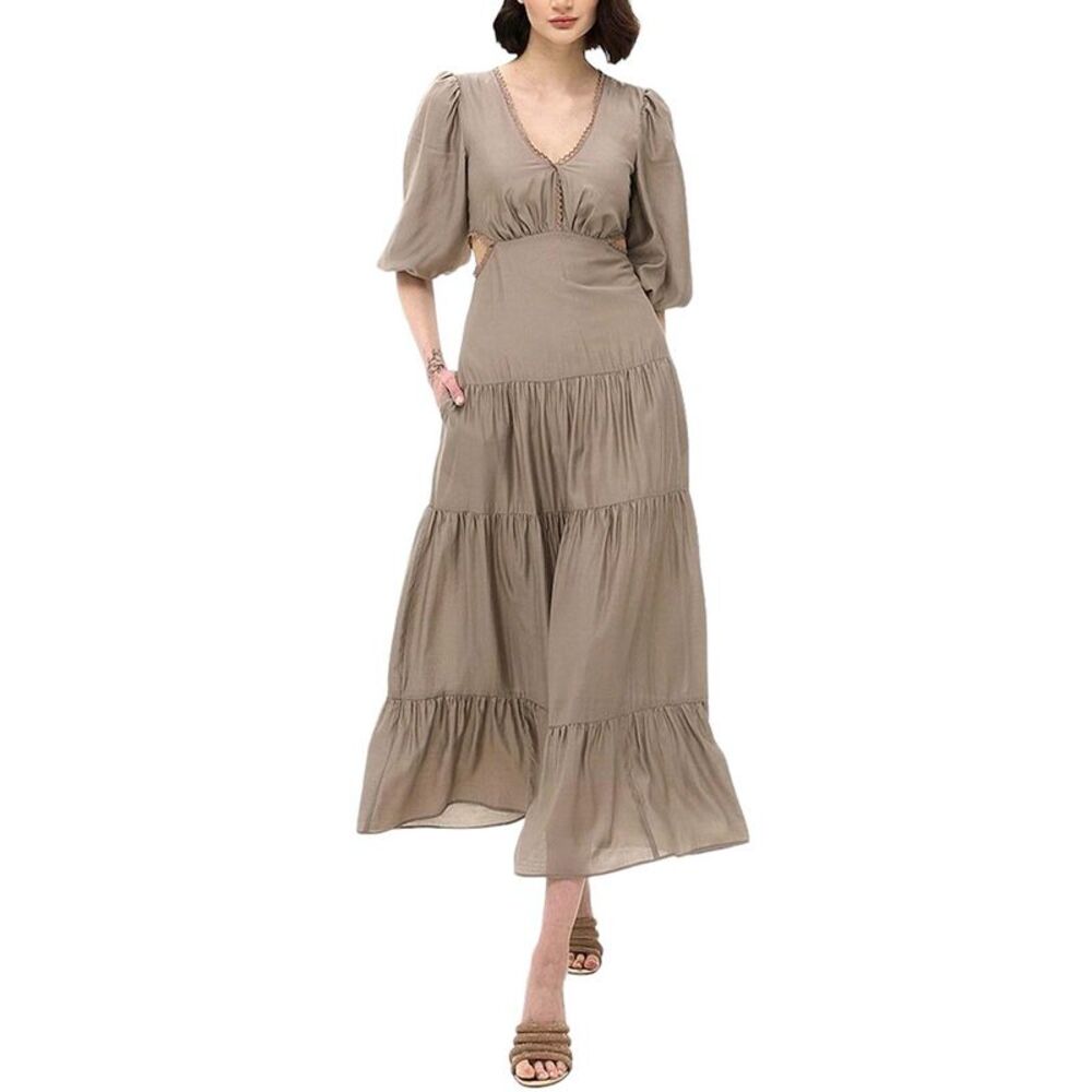 Bgl Womens  Silk-Blend Midi Dress, Beige